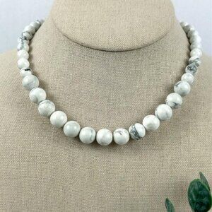 White Howlite Bead Necklace